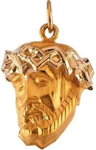 14k Yellow Gold Head Of Religious Faith Inspiration Jesus With Crown Pendant Necklace 19x14.5mm - Jewelry Gift for Mom