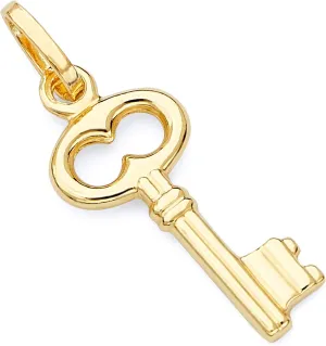 14k Yellow Gold Key Charm Pendant