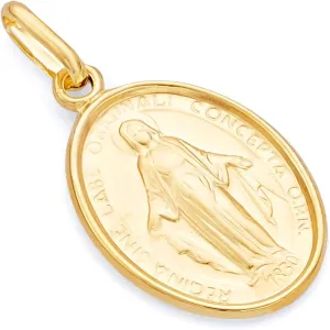 14k Yellow Gold Religious Virgin Mary Medal