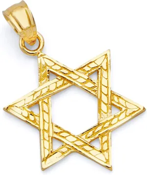 14k Yellow Gold Star of David Pendant