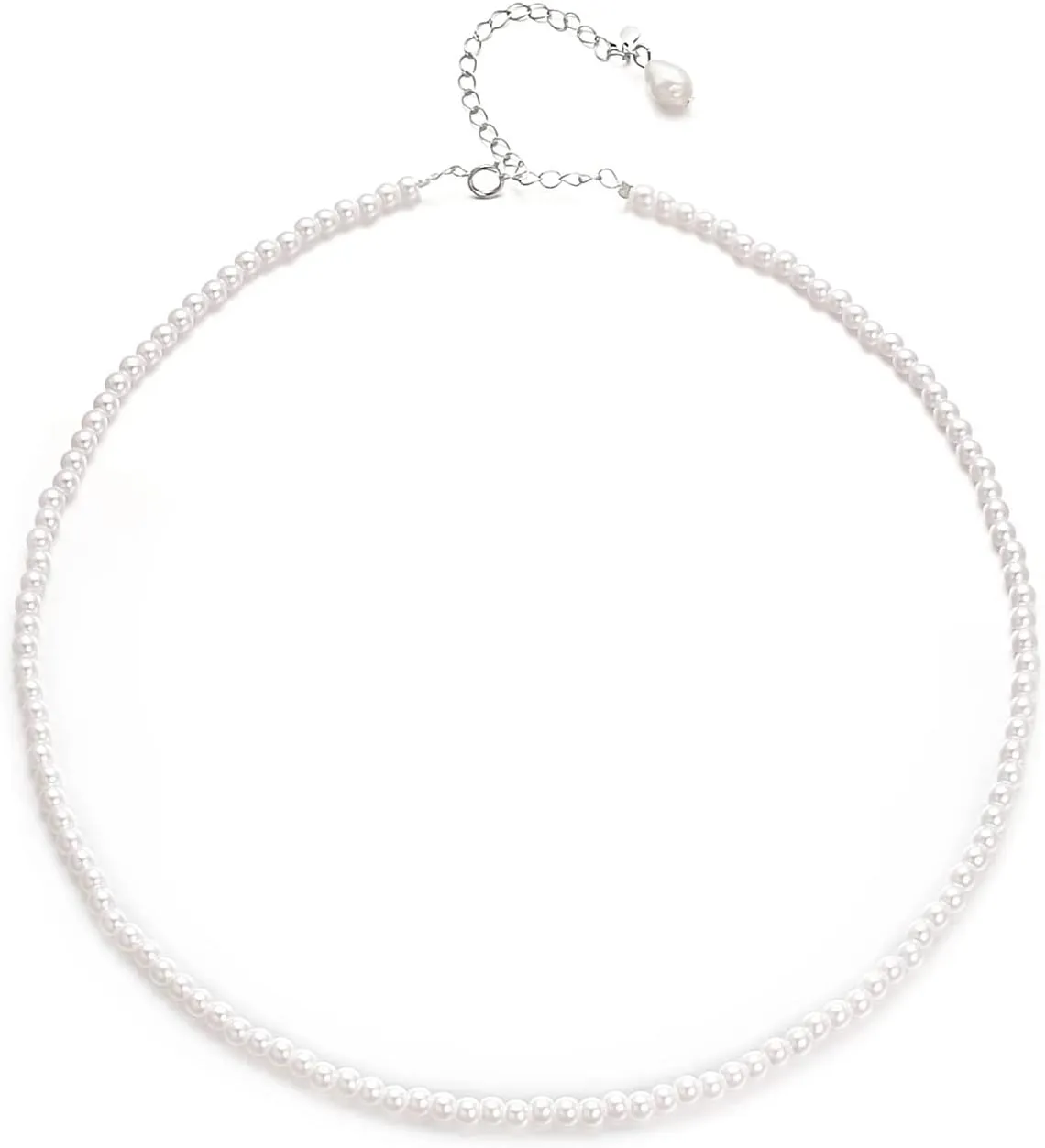 14" Sterling Silver Shell Pearl Choker for Women 4mm 6mm 8mm Dainty Pearl Necklaces s925 Wedding Jewelry