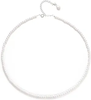 14" Sterling Silver Shell Pearl Choker for Women 4mm 6mm 8mm Dainty Pearl Necklaces s925 Wedding Jewelry