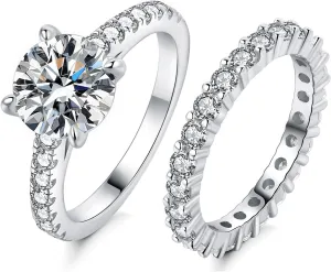 1.5CT Center Moissanite Stackable Engagement Rings Eternity Promise Wedding Ring 925 Sterling Silver Bridal Rings Sets for Women