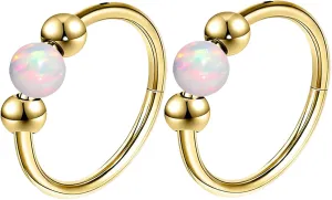 18G Opal Nose Rings, small earrings, Hypoallergenic 316L Surgical Steel Nose Piercing Jewelry for Men and Women