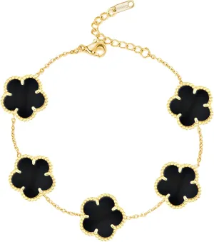 18K Gold Plated Clover Bracelet |Adjustable Bracelets| Lucky Flower Cute Link Bracelets Jewelry Gifts for Women
