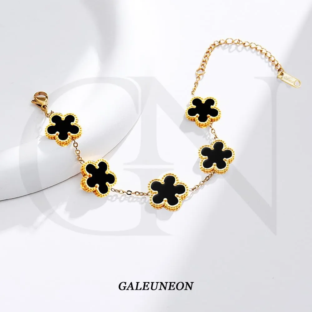 18K Gold Plated Clover Bracelet |Adjustable Bracelets| Lucky Flower Cute Link Bracelets Jewelry Gifts for Women