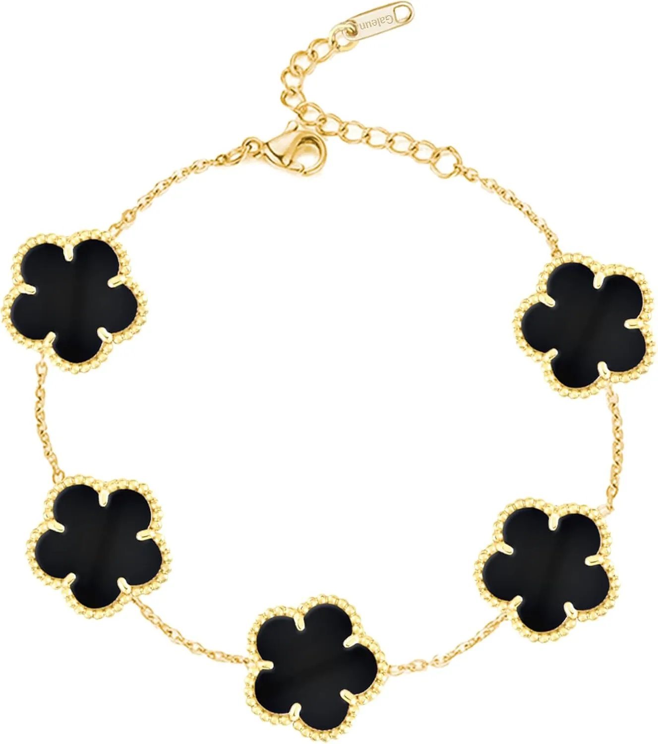 18K Gold Plated Clover Bracelet |Adjustable Bracelets| Lucky Flower Cute Link Bracelets Jewelry Gifts for Women