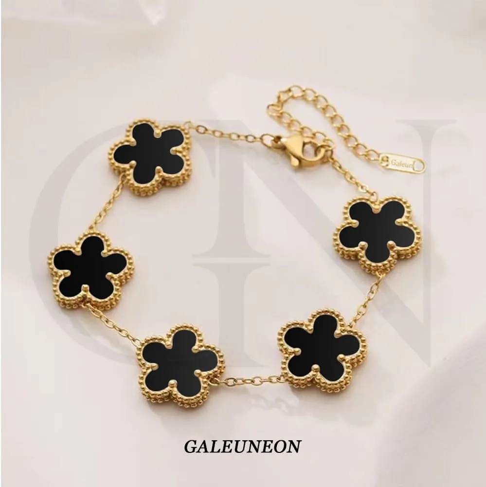 18K Gold Plated Clover Bracelet |Adjustable Bracelets| Lucky Flower Cute Link Bracelets Jewelry Gifts for Women