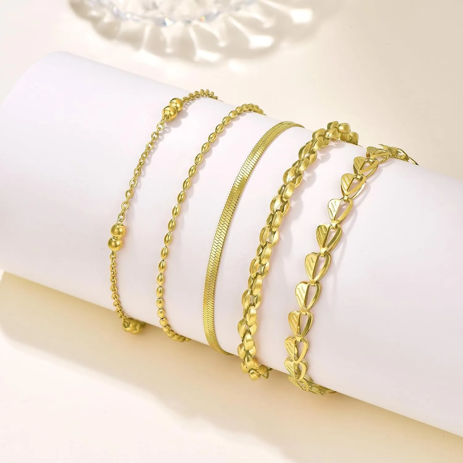 18K gold-plated women's bracelet, women's bracelet set, women's Cuba, bead, paper clip, snake, rope bracelet,exquisite cubic zirconia bracelet and ring chain jewelry,Fashion Women's Bracelet Gift