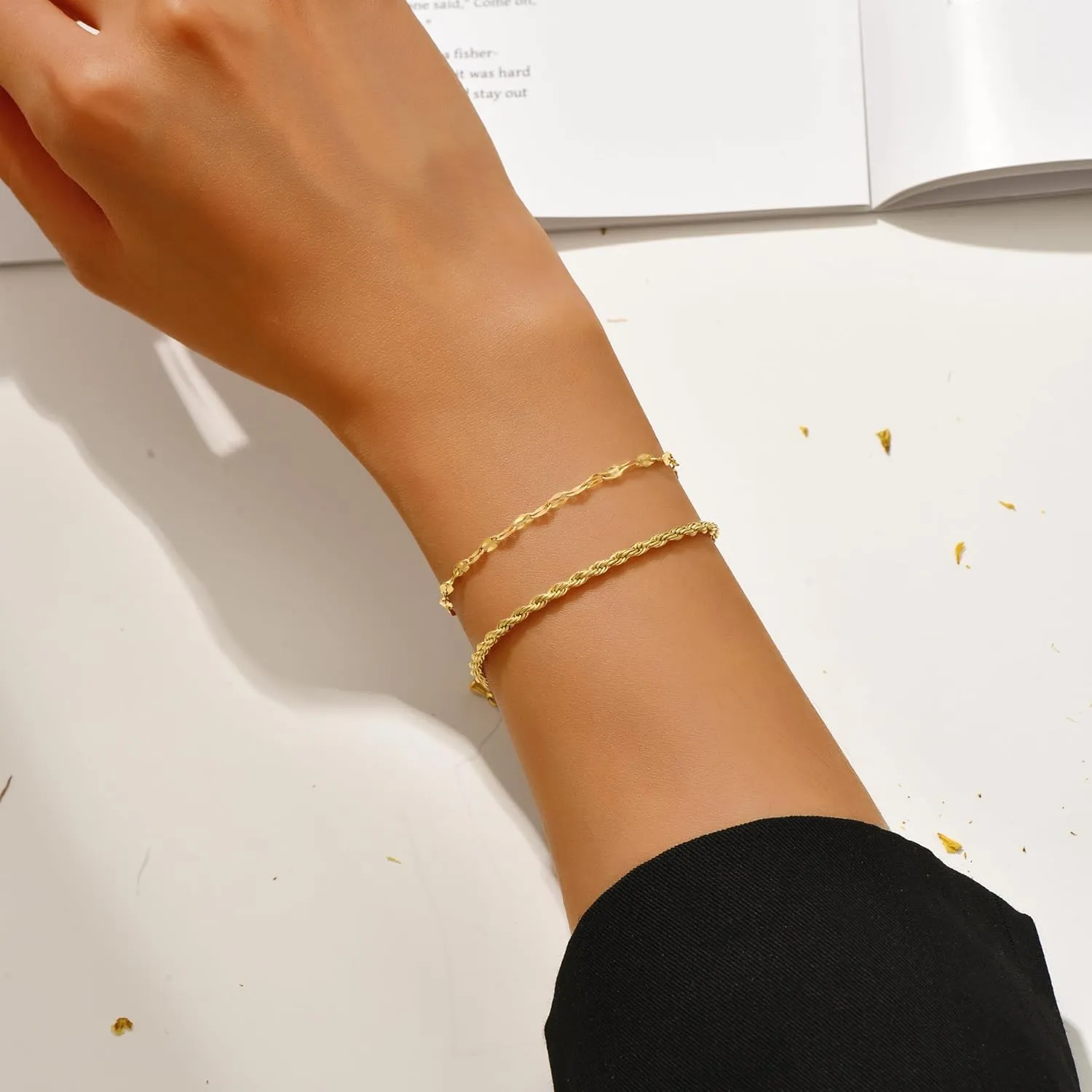 18K gold-plated women's bracelet, women's bracelet set, women's Cuba, bead, paper clip, snake, rope bracelet,exquisite cubic zirconia bracelet and ring chain jewelry,Fashion Women's Bracelet Gift