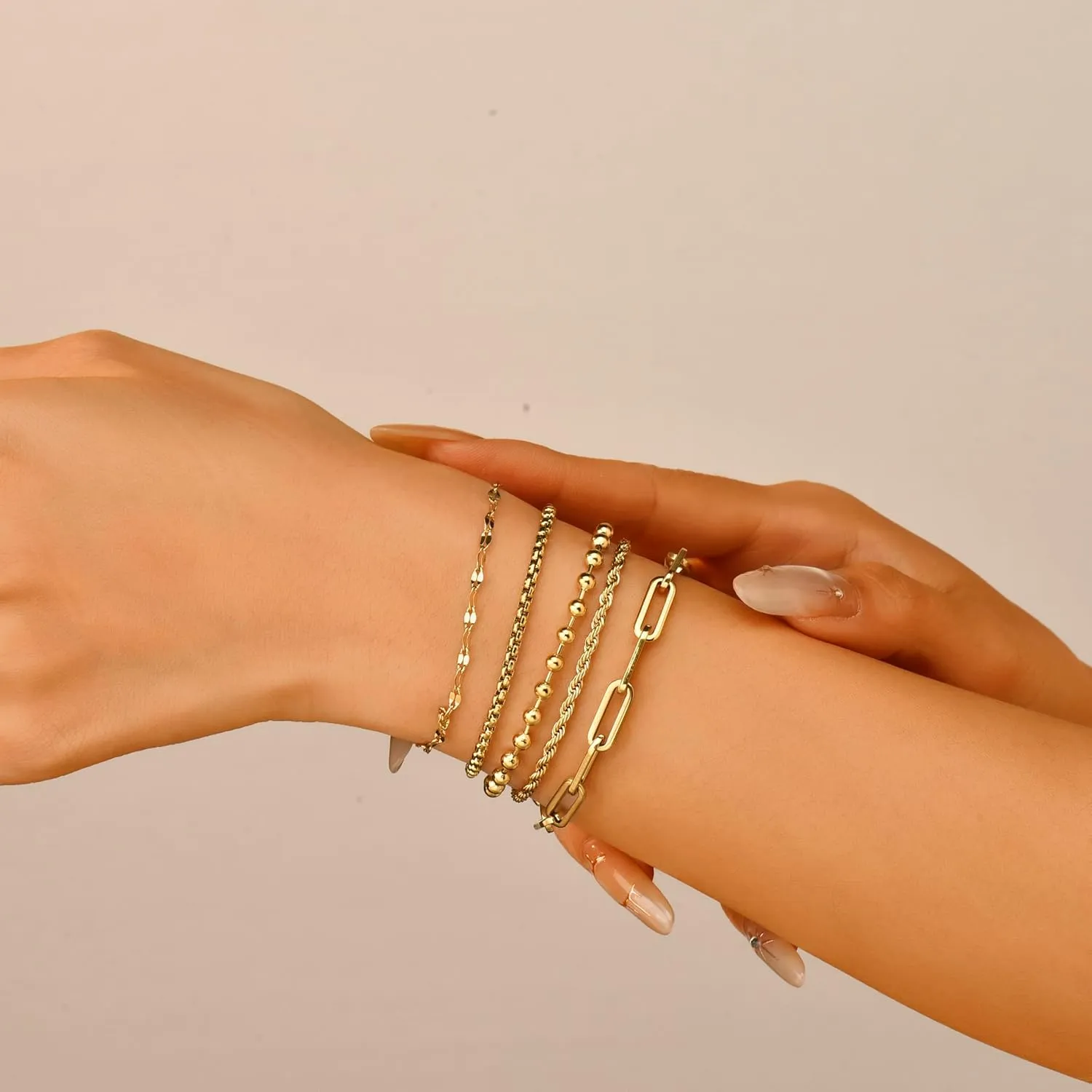 18K gold-plated women's bracelet, women's bracelet set, women's Cuba, bead, paper clip, snake, rope bracelet,exquisite cubic zirconia bracelet and ring chain jewelry,Fashion Women's Bracelet Gift