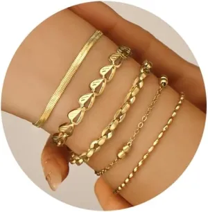 18K gold-plated women's bracelet, women's bracelet set, women's Cuba, bead, paper clip, snake, rope bracelet,exquisite cubic zirconia bracelet and ring chain jewelry,Fashion Women's Bracelet Gift