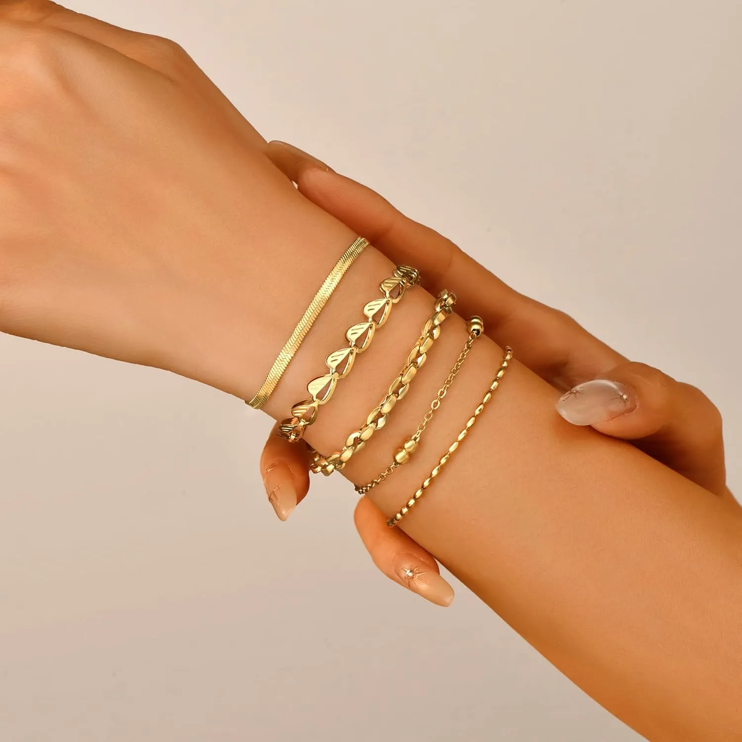 18K gold-plated women's bracelet, women's bracelet set, women's Cuba, bead, paper clip, snake, rope bracelet,exquisite cubic zirconia bracelet and ring chain jewelry,Fashion Women's Bracelet Gift