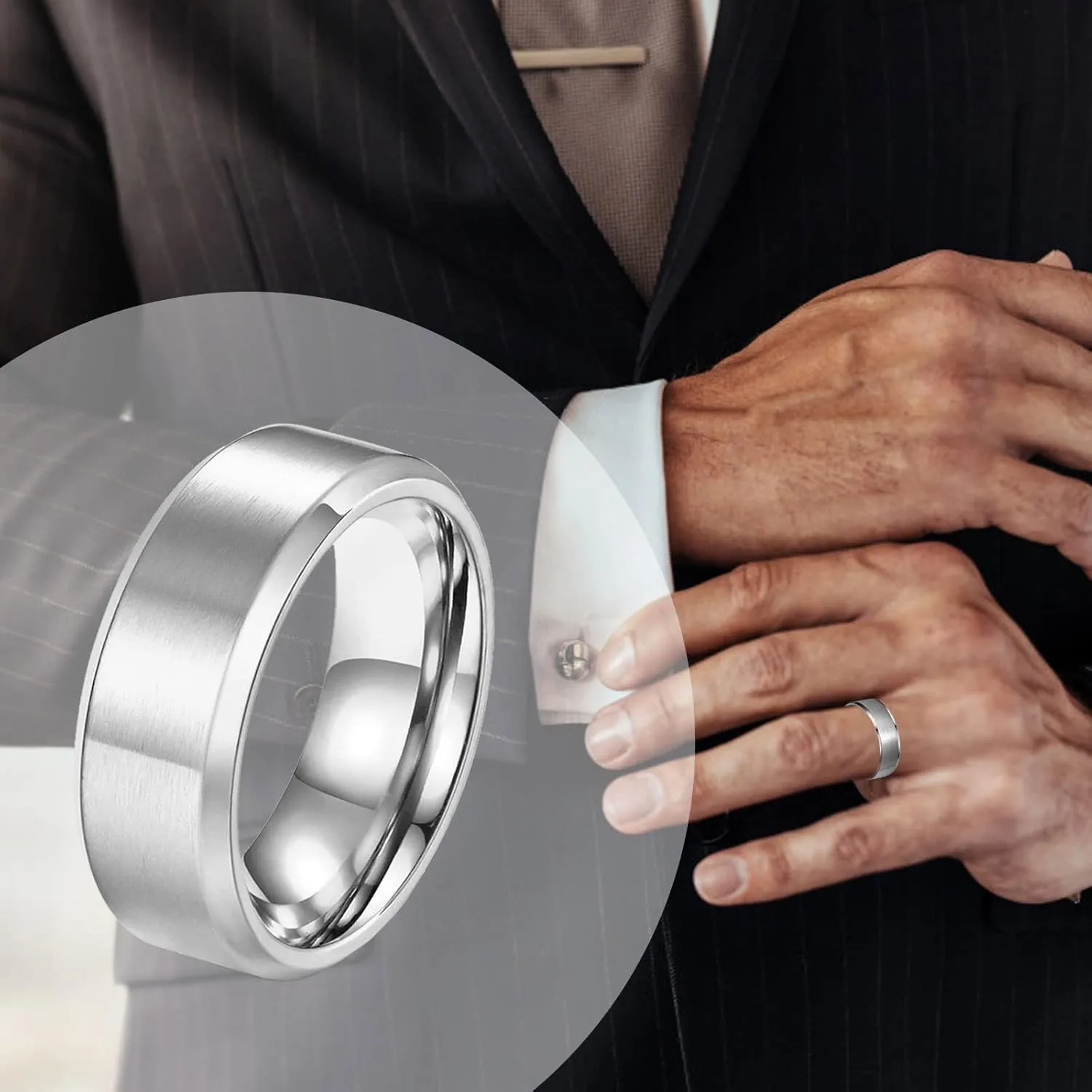 18k White Gold Plated Wedding Ring Sets for Him and Her Womens Mens Titanium Stainless Steel Bands 2Ct Cz Couple Rings
