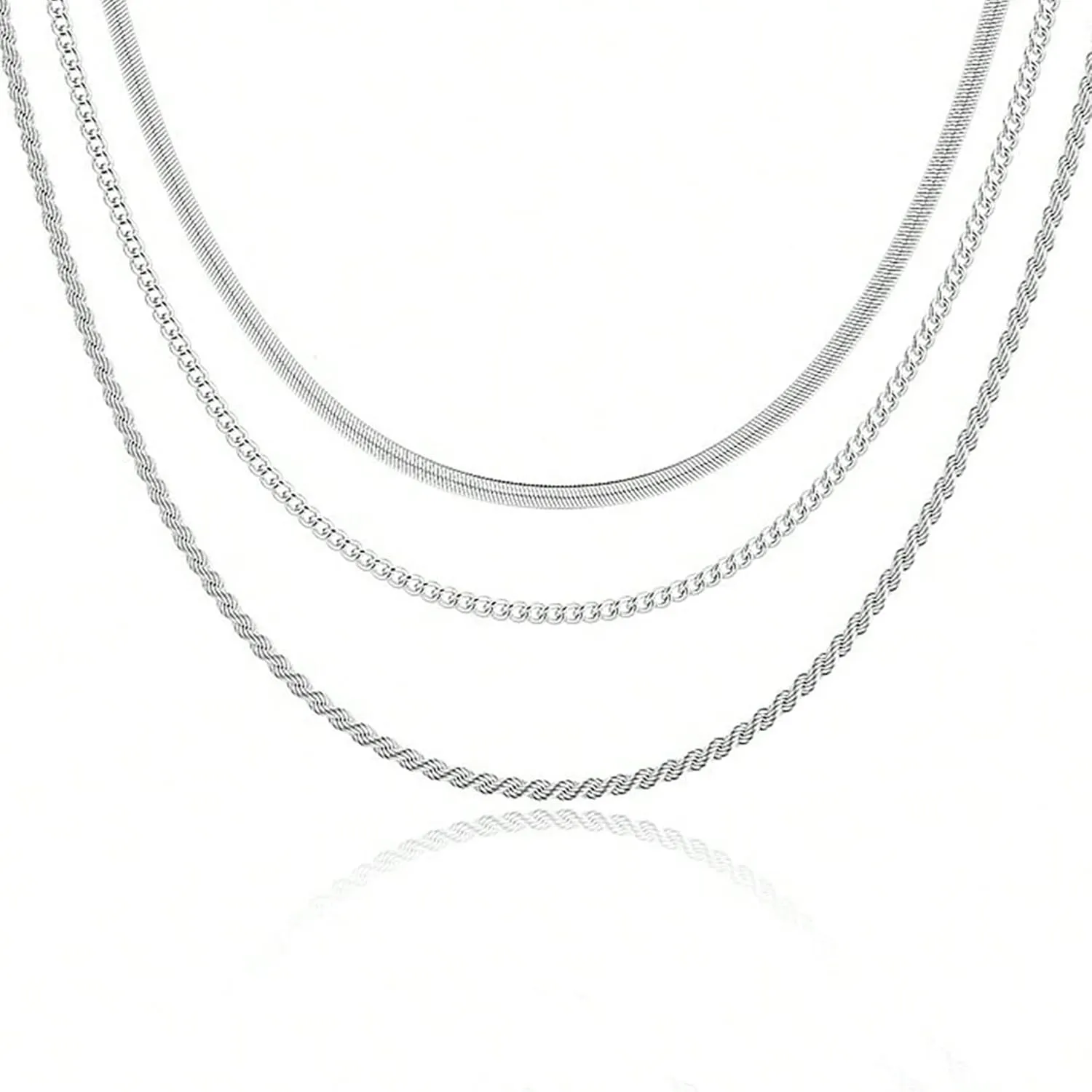 18" Layered Chain Necklace for Women, Adjustable Multi-Strand Gold Plated Necklace, Fashion Jewelry Gift alloy