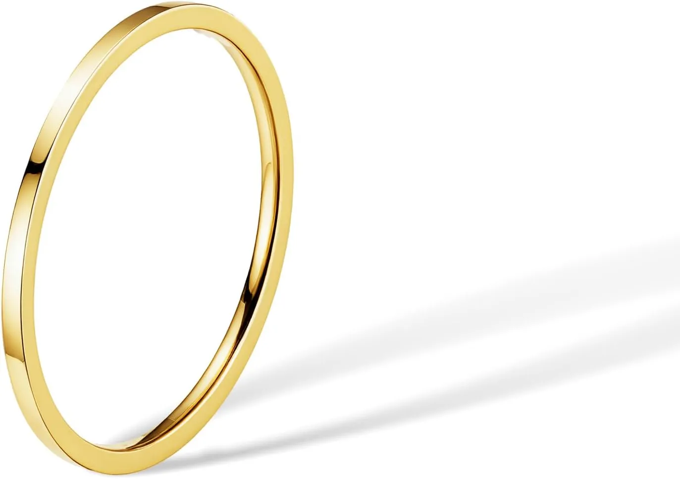 1mm Skinny Thin Stackble 14K Gold Plated Titanium Wedding Band for Women Men,Dainty Cute Comfort Knuckle Thumb Ring