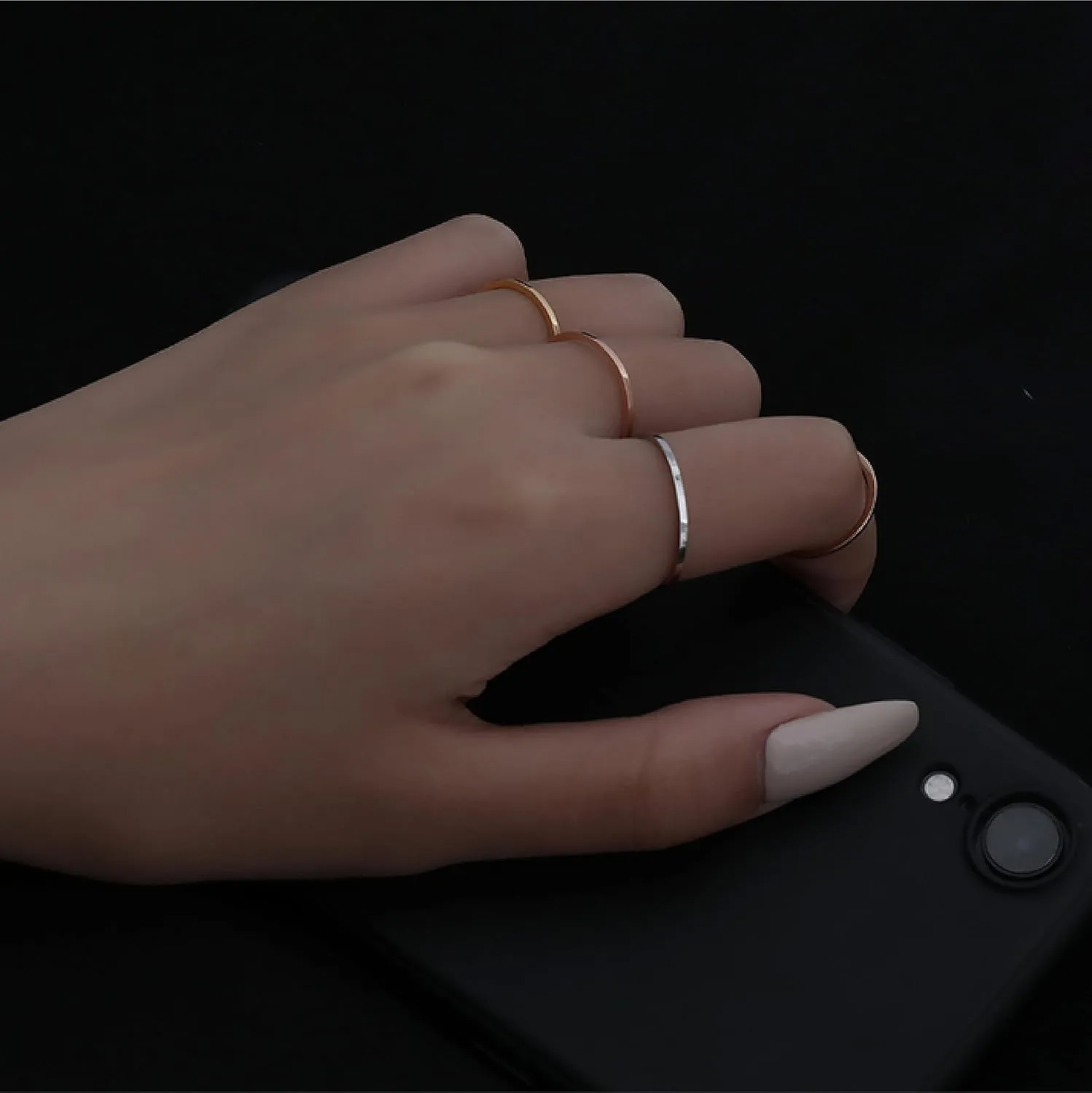 1mm Skinny Thin Stackble 14K Gold Plated Titanium Wedding Band for Women Men,Dainty Cute Comfort Knuckle Thumb Ring