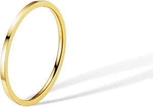1mm Skinny Thin Stackble 14K Gold Plated Titanium Wedding Band for Women Men,Dainty Cute Comfort Knuckle Thumb Ring