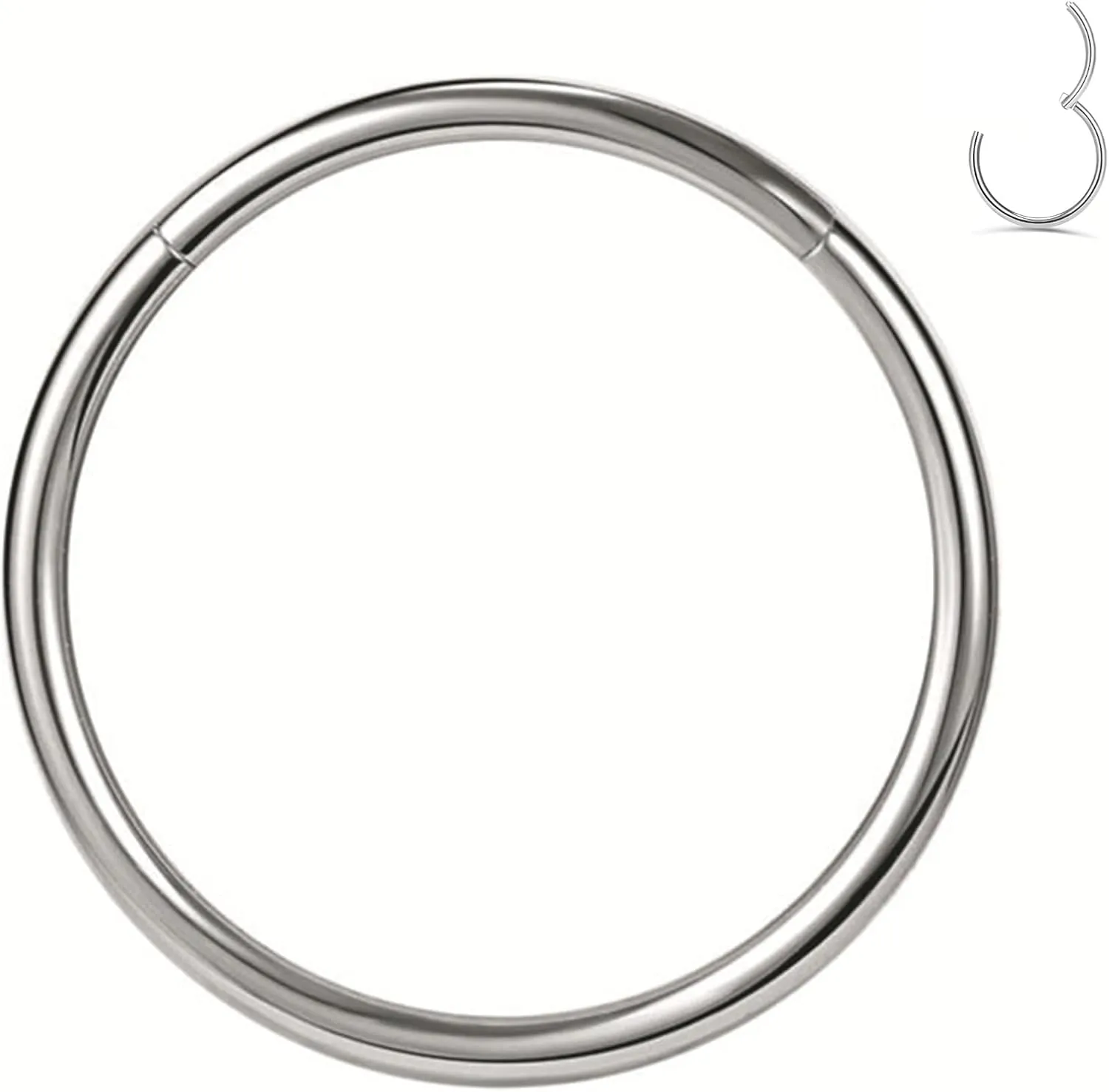 1pcs Women Men Titanium Hinged Nose Rings Hoop 20G 18G 16G Clicker Hoop for Nostril Septum Cartilage Helix Daith Tragus Rook Conch Lip Ear Lobe Piercings 6mm/7mm/8mm/9mm/10mm/12mm Silver-Gold-Rose Gold-Black