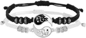2-4Pcs Yin Yang Tai Chi Beads Infinity Braided String Rope Bracelets Handmade Waterproof Adjustable Cord Strand Bracelet for Men Women Friend Couple Matching Friendship Jewelry Gift