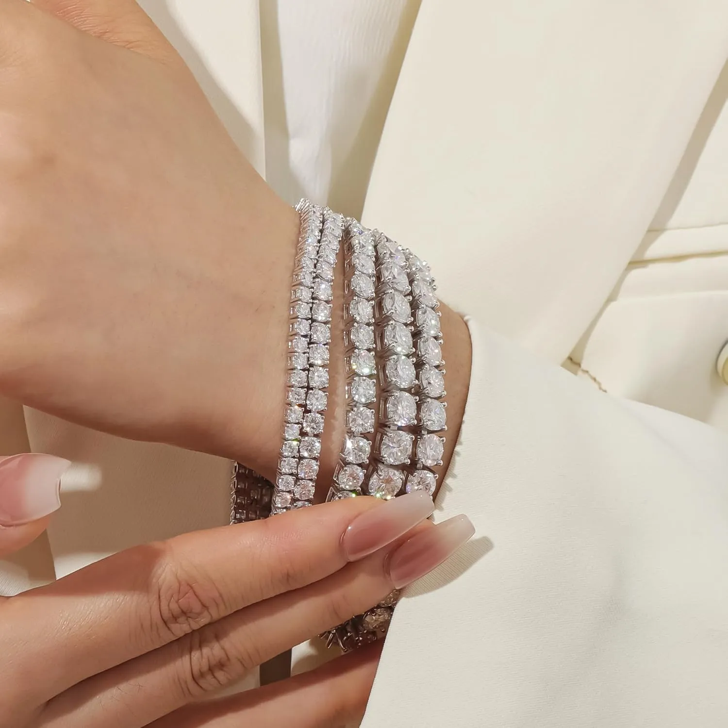 2-6.5mm Moissanite Tennis Bracelet for Women mens Bracelets Gifts imitation Diamond Tennis Bracelet Gifts
