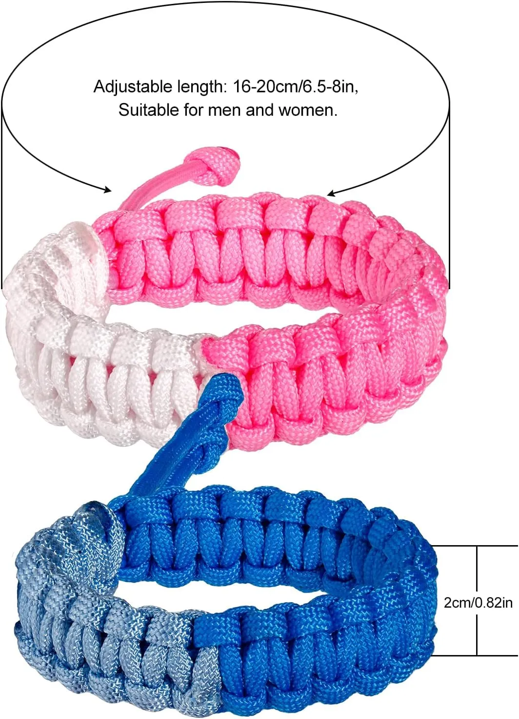2 Pcs Handmade Paracord Bracelets Braided Survival Bracelet for Men and Women Adjustable Camping Party Friendships Bracelets