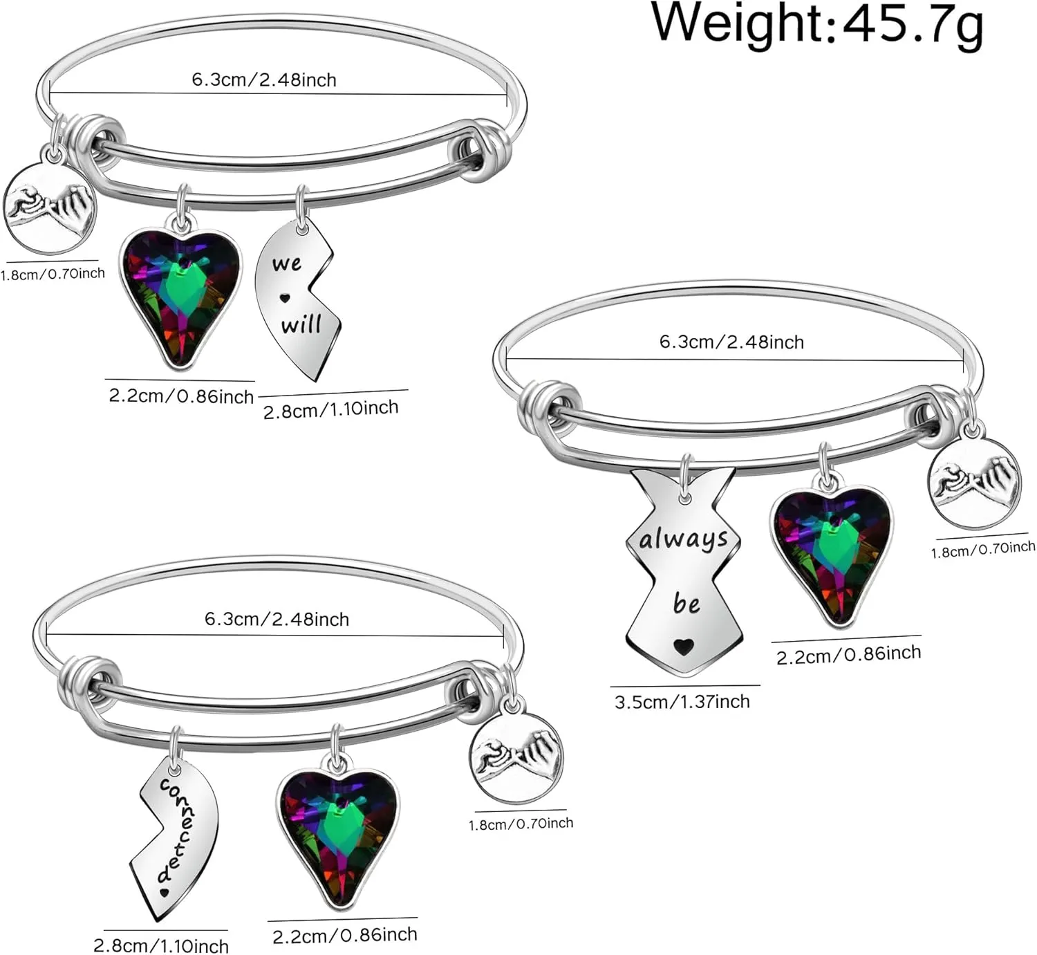 2 PCS Matching Bracelets for Best Friends Best Sister Gifts for Women Friendship Gifts Bracelets Jewelry for Birthday Christmas Wedding Bridal Shower Gifts