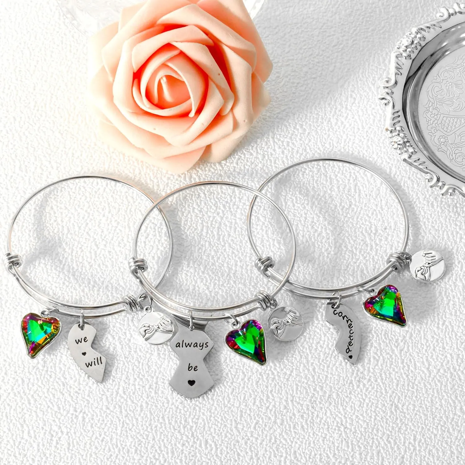 2 PCS Matching Bracelets for Best Friends Best Sister Gifts for Women Friendship Gifts Bracelets Jewelry for Birthday Christmas Wedding Bridal Shower Gifts
