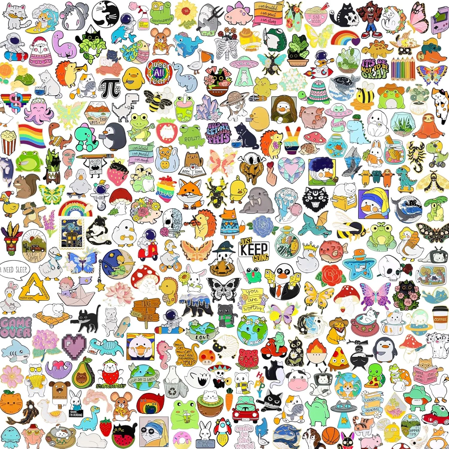 20/40/60 pcs Cute Mixed Enamel Pins Bulk Set, Funny Plant Anime Lapel Badges, Cartoon Button Pins Jewelry for Backpack Cloths Hats Jacket Decoration, Festival Gifts