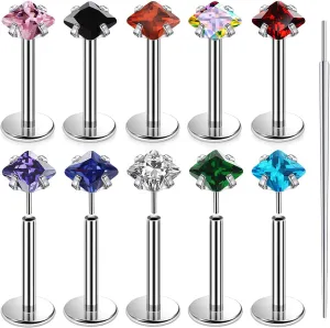 20G 18G 16G Titanium Threadless Flat Back Earrings Nose Ring Studs Tragus Labret Medusa Piercing Jewelry G23 Monroe Lip Ring Snake Bite Forward Helix Conch Cartilage Earrings Piercing Jewelry