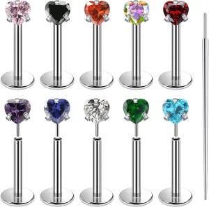 20G 18G 16G Titanium Threadless Flat Back Earrings Nose Ring Studs Tragus Labret Medusa Piercing Jewelry G23 Monroe Lip Ring Snake Bite Forward Helix Conch Cartilage Earrings Piercing Jewelry