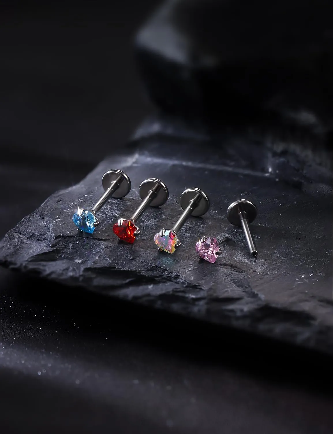 20G 18G 16G Titanium Threadless Flat Back Earrings Nose Ring Studs Tragus Labret Medusa Piercing Jewelry G23 Monroe Lip Ring Snake Bite Forward Helix Conch Cartilage Earrings Piercing Jewelry