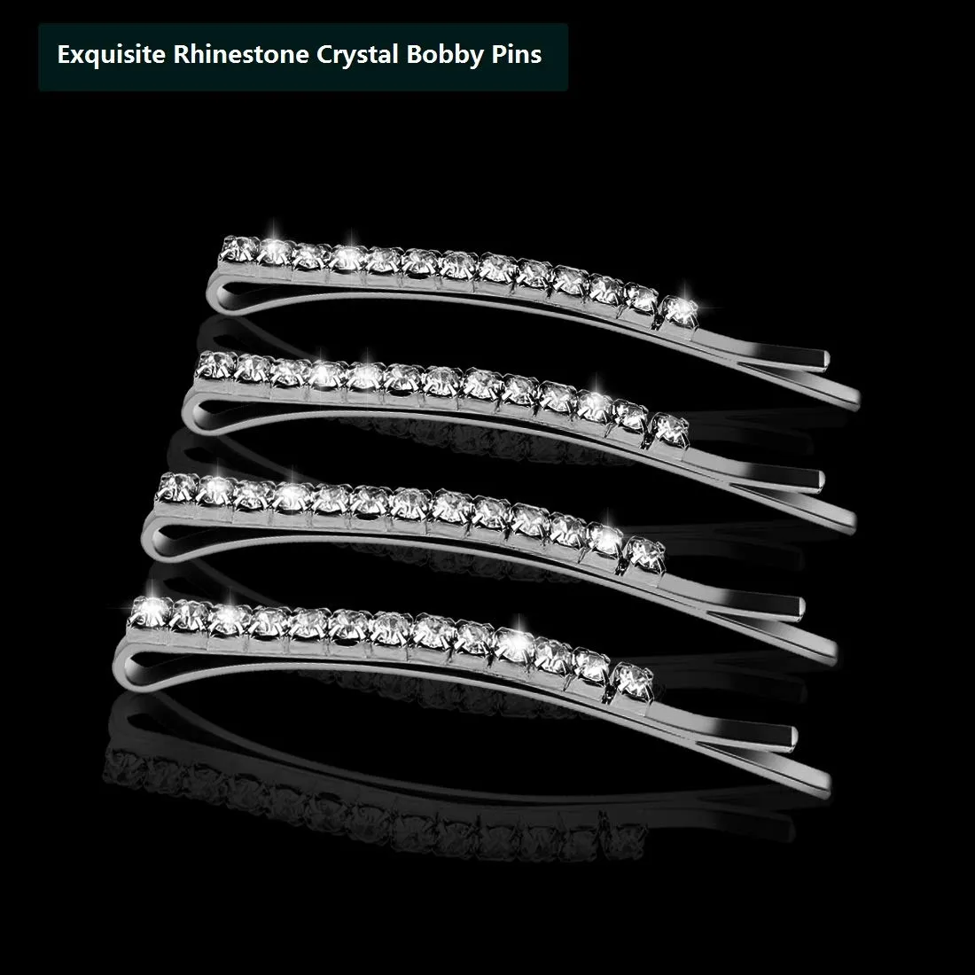 24 Pcs Rhinestone Hair Accessories: Sparkly Crystal Bobby Pins, Shiny Hair Clips for Women and Girls (Silver)