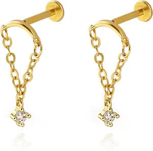 2PC 6PC Gold Earring Set for Women Titanium Flat Back Earring Small Helix Piercing Earrings