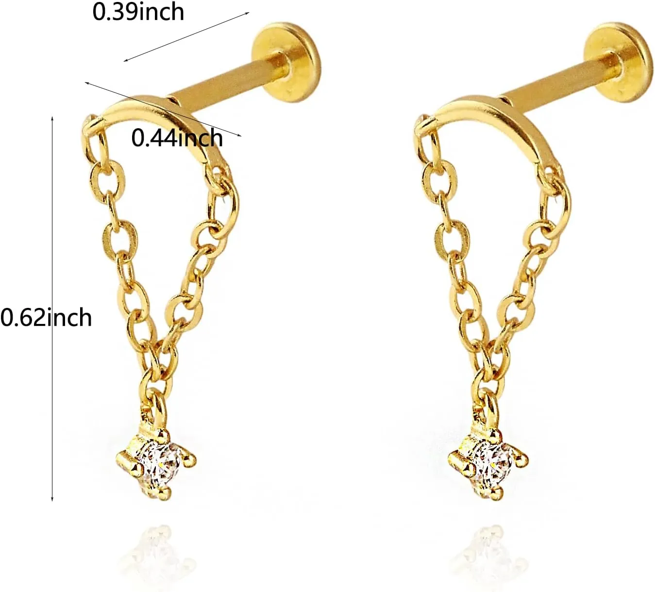 2PC 6PC Gold Earring Set for Women Titanium Flat Back Earring Small Helix Piercing Earrings