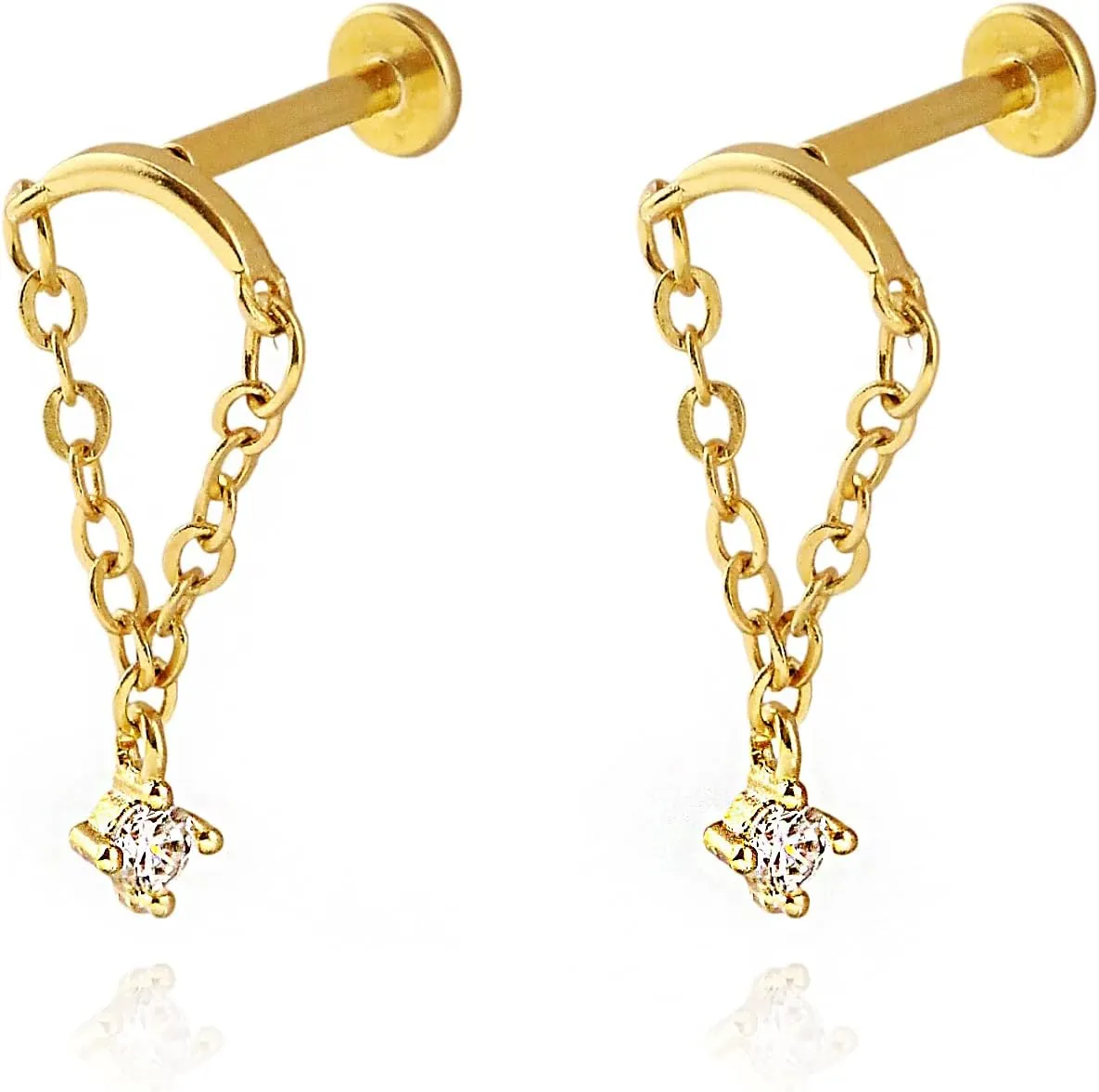 2PC 6PC Gold Earring Set for Women Titanium Flat Back Earring Small Helix Piercing Earrings