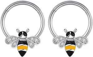 2Pcs 16G Bee Nose Septum Rings for Women Stainless Steel Septum Jewelry Nose Rings Hoop Cartilage Conch Helix Earrings Body Piercing Jewelry