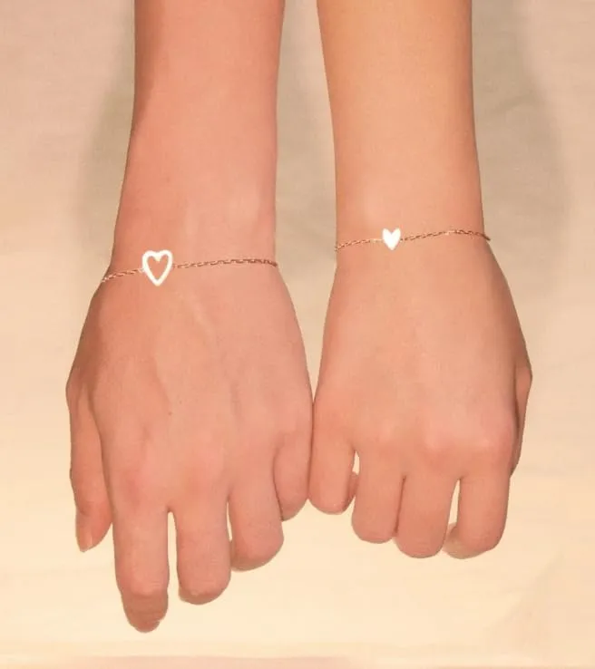 2Pcs Bracelets for Women Heart Shaped Beads Slider Adjustable Bracelets Love Friendship Festive Jewelry Gifts