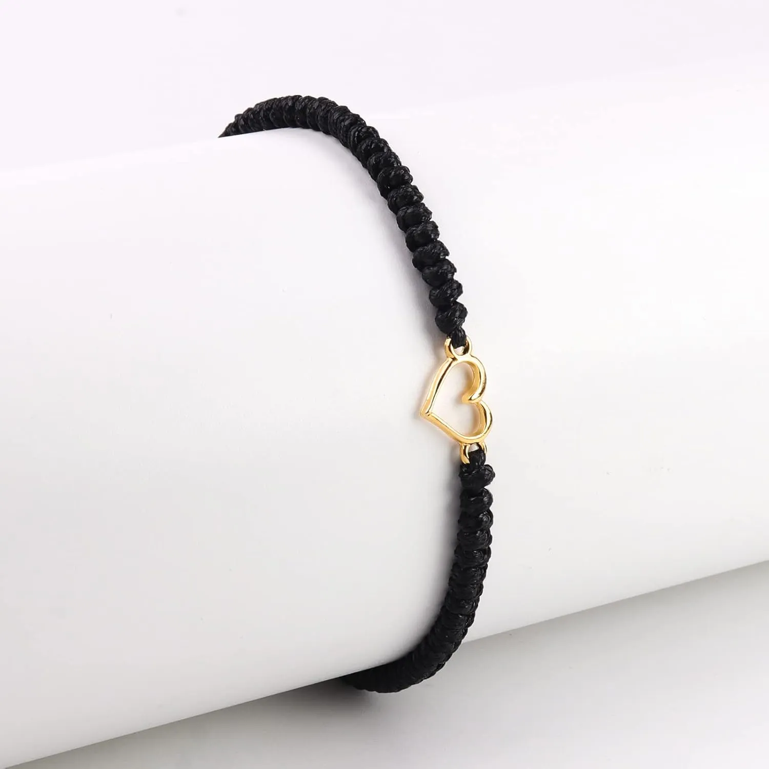 2Pcs Love Heart Braided String Bracelets Cute Sweet Hollow Heart Matching Adjustable Bracelet Pink Black Red String Mother's Day Gifts for Mother Daughter Son