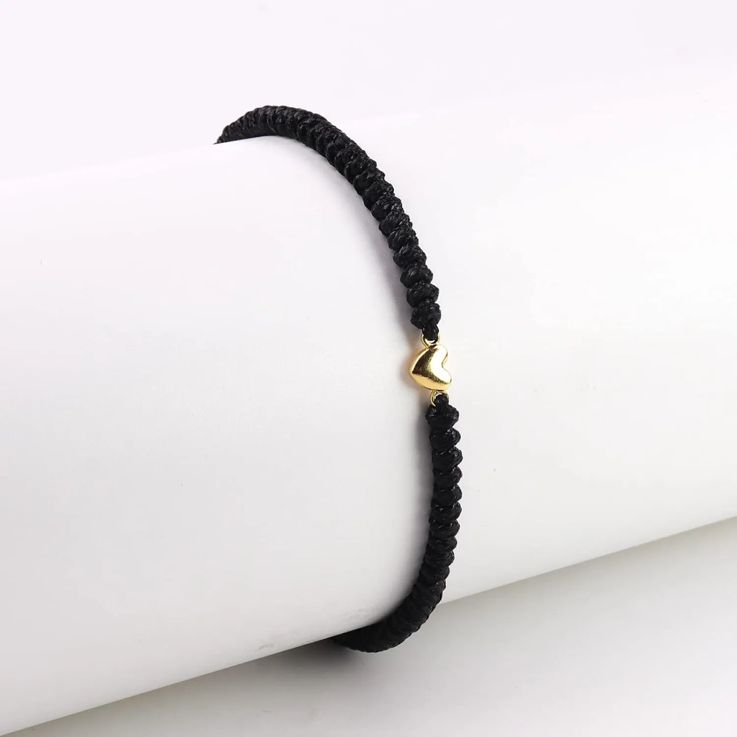 2Pcs Love Heart Braided String Bracelets Cute Sweet Hollow Heart Matching Adjustable Bracelet Pink Black Red String Mother's Day Gifts for Mother Daughter Son