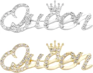 2Pcs Queen Crown Brooch Pins for Women,Personality Fashion Bling Luxury Rhinestone Brooches Lapel Pins Jewelry Pins Accessories For Dress Clothing
