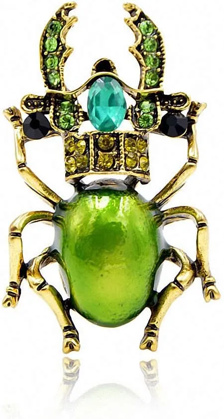 3 Colors Rhinestone Beetle Brooches Women Enamel Insect Brooch Pin Small Bugs Jewelry Gift