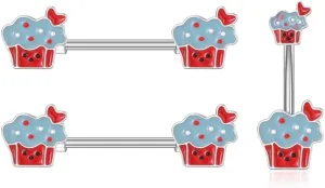 3 Pcs 14G Cake Nipple Rings Belly Button Ring Set for Women Stainless Steel Cute Nipple Navel Studs Piercing Barbell Matching Body Piercing Jewelry