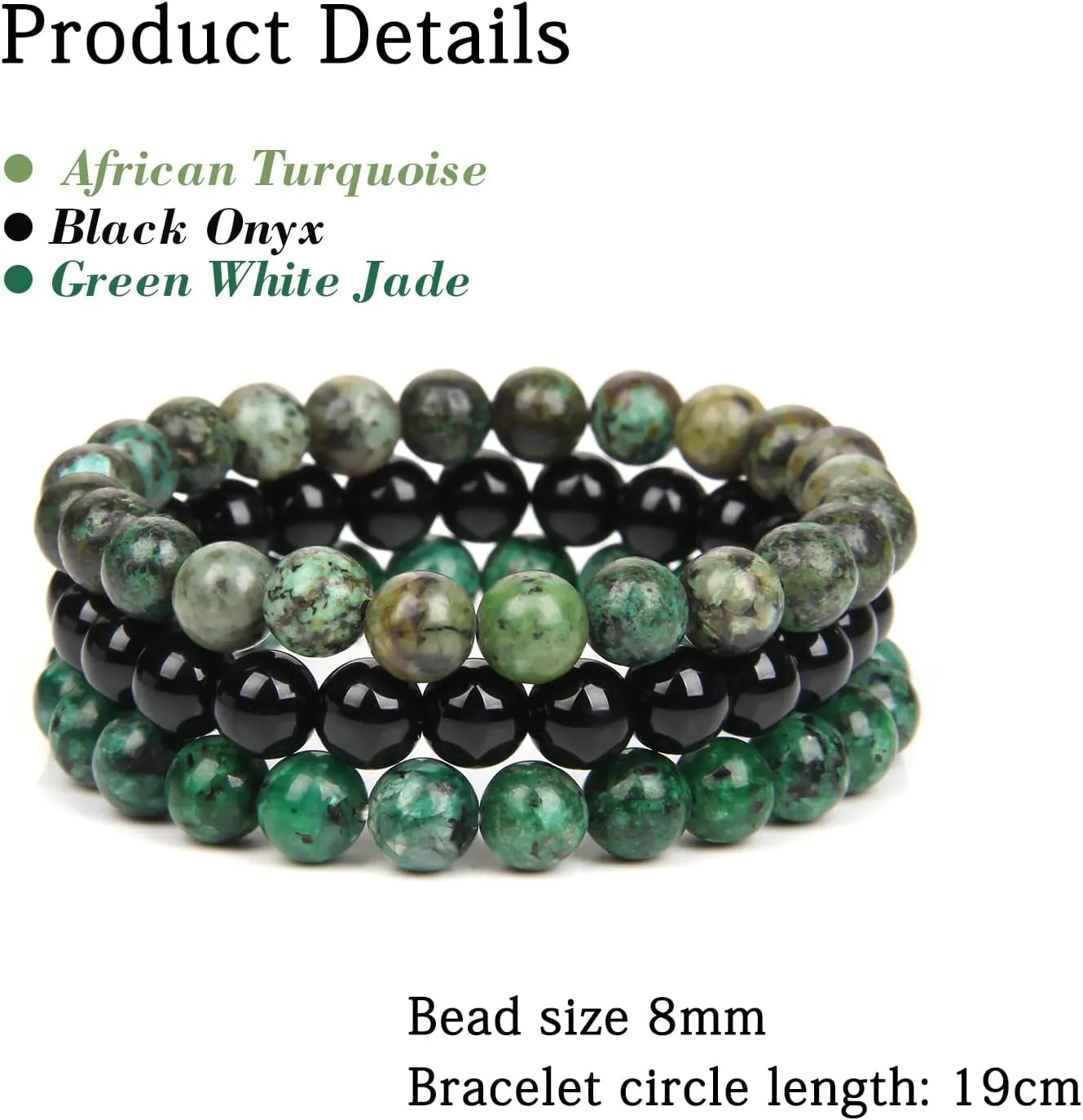 3 PCS Healing Crystal Bracelets for Women 8mm Natural Stone Beaded Stretch Bracelet Amethyst Jewelry Gifts