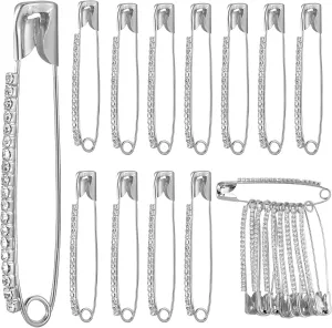 30 Pcs Silver Decorative Pins for Clothing Women Safety Shiny Brooches and Pins for Hijab Hat Pins Large Decorative Safety Pins for Clothing Sweater Shawl Clips for Women Skirts Scarf Lapel Hat