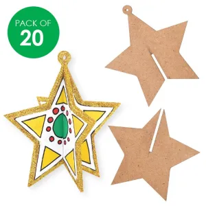 3D Wooden Stars - Pack of 20