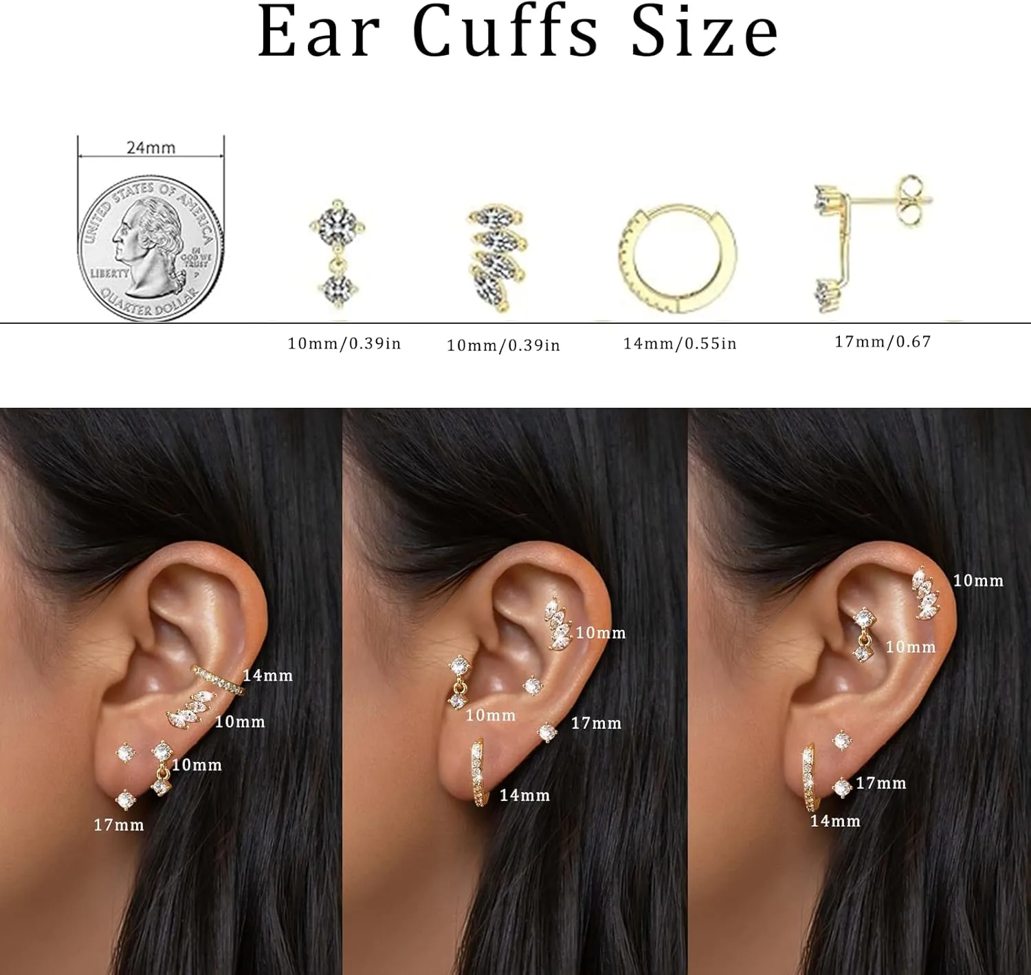 4 Pairs 14K Gold Plated Lightweight Small Gold Hoop Earrings for Women,Hoops Jewelry for Women Thick Dainty Gold Hoops Silver Jewelry Hypoallergenic Earrings