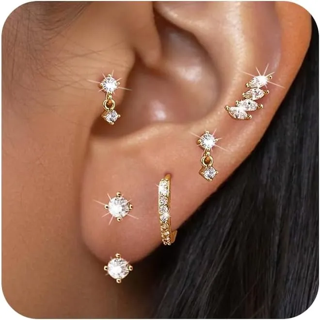 4 Pairs 14K Gold Plated Lightweight Small Gold Hoop Earrings for Women,Hoops Jewelry for Women Thick Dainty Gold Hoops Silver Jewelry Hypoallergenic Earrings