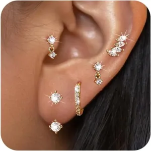4 Pairs 14K Gold Plated Lightweight Small Gold Hoop Earrings for Women,Hoops Jewelry for Women Thick Dainty Gold Hoops Silver Jewelry Hypoallergenic Earrings