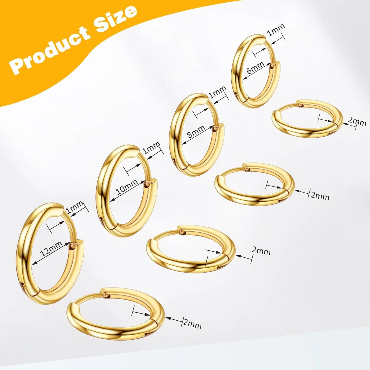 4 Pairs Hoop Earrings for Men 316L Surgical Steel Hoop Earrings 8mm 10mm 12mm 14mm Silver Hoops Earrings Piercings Cartilage Earring Hoop Hypoallergenic Hoop Earrings for Women Men